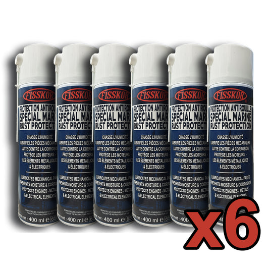 PROTECTION ANTIROUILLE SPÉCIAL MARINE | Spray aérosol anti-corrosion pour bateau et jet ski. Protège les moteurs et les accessoires de nautisme (lot de 6 aérosols)